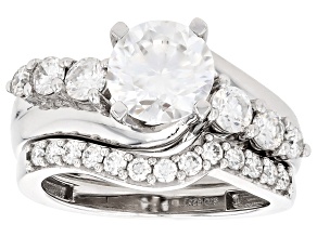 Moissanite Platineve Ring With Band 2.93ctw DEW