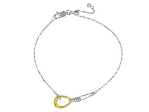Moissanite Platineve And 14K Yellow Gold Over Silver Adjustable Bracelet 0.13ctw DEW