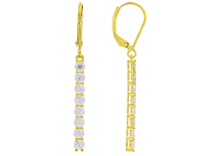 Moissanite 14K Yellow Gold Over Silver Drop Earrings 1.60ctw DEW
