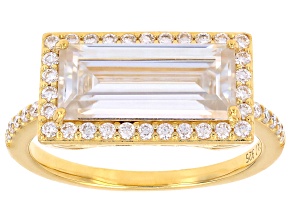 Moissanite 14k Yellow Gold Over Silver Halo Ring    5.77ctw DEW.