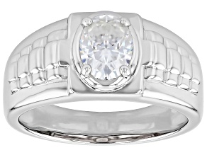 Moissanite Platineve Solitaire Men's Ring 1.50ct DEW