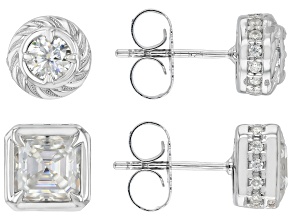 Moissanite Platineve Set of 2 Stud Earrings 2.96ctw DEW