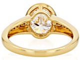 Moissanite 14K Yellow Gold Over Center Design Silver Ring 2.22ctw DEW ...