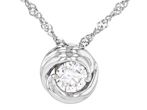 Moissanite Platineve Love Knot Pendant .60ct DEW