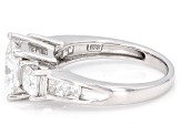 Moissanite Platineve Three Stone Ring 2.94ctw Dew