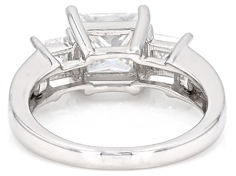 Moissanite Platineve Three Stone Ring 2.94ctw Dew