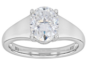 Moissanite Platineve Solitaire Ring 2.10ct DEW