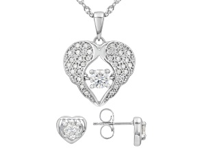 Moissanite Platineve Dancing Pendant with Chain and Earrings Set 1.48ctw DEW