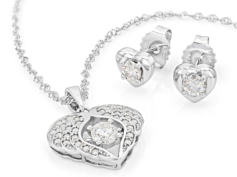 Jenaissante Charm Set · ジェネサントチャームセット Moissanite Platineve Dancing Pendant with Chain and Earrings Set