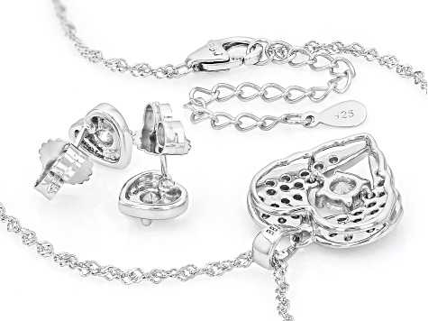 Moissanite Platineve Dancing Pendant with Chain and Earrings Set