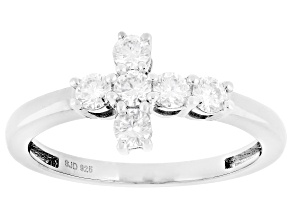 Moissanite Platineve Cross Ring 0.48ctw DEW.