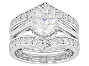 Round Brilliant Moissanite Platineve Bridal Set 2.74ctw DEW