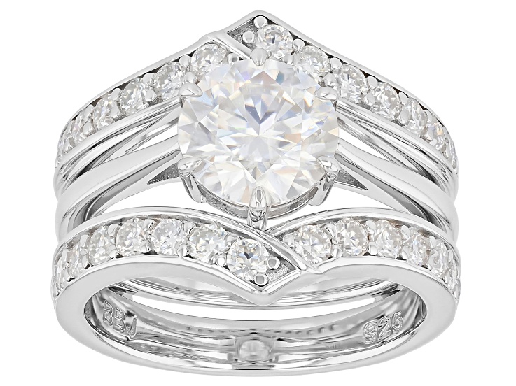Round Brilliant Moissanite Platineve Bridal Set 2.74ctw DEW