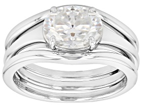 Oval Moissanite Platineve Bridal Set 2.10ct DEW
