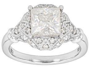 Moissanite Platineve Engagement Ring 2.04ctw DEW