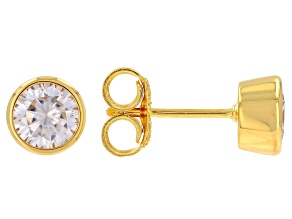 Moissanite 14k Yellow Gold Over Silver Stud Earrings 1.20ctw DEW