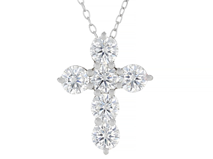 Moissanite Platineve Cross Pendant 1.98ctw DEW.