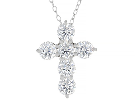 Moissanite Platineve Cross Pendant 1.98ctw DEW.