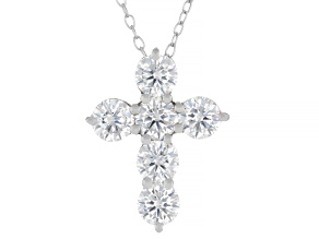 Moissanite Platineve Cross Pendant 1.98ctw DEW.