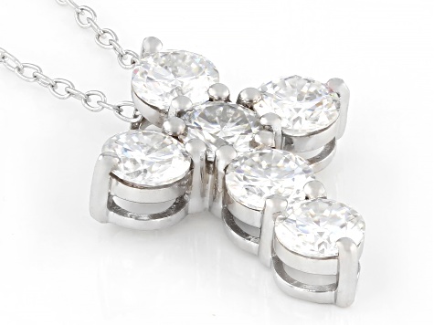 Moissanite Platineve Cross Pendant 1.98ctw DEW.