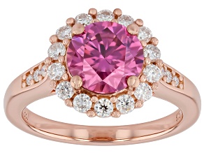 Pink And Colorless Moissanite 14k Rose Gold Over Sterling Silver Ring 2.42ctw DEW
