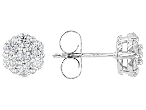 Moissanite Platineve Cluster Earring 0.84ctw DEW. - JMF696A | JTV