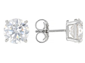 Round Brilliant Moissanite Platineve Stud Earrings 5.40ctw DEW