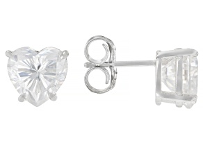 Heart Shape Moissanite Platineve Stud Earrings 5.40ctw DEW