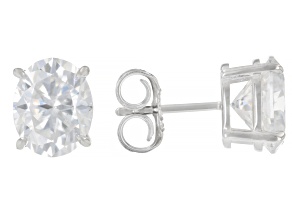 Oval Moissanite Platineve Stud Earrings 6.00ctw DEW