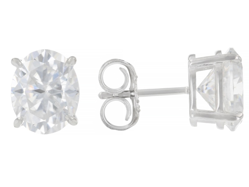 Oval Moissanite Platineve Stud Earrings 6.00ctw DEW