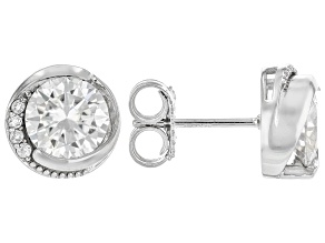Moissanite Platineve Stud Earrings 2.48ctw DEW.