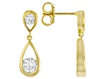 Moissanite 14k Yellow Gold Over Silver Teardrop Earrings 1.32ctw DEW.