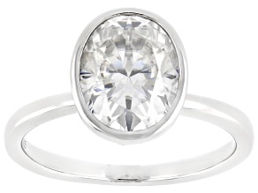 Oval Moissanite Platineve Solitaire Ring 3.00ct DEW