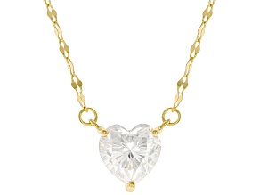 Heart Shape Moissanite 14k Yellow Gold Over Silver Station Necklace 1.80ct DEW