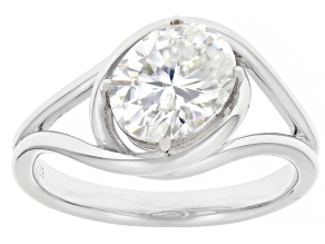 Moissanite Platineve Solitaire Ring 2.10ct DEW