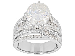 Moissanite Platineve Cocktail Ring 6.75ctw DEW.