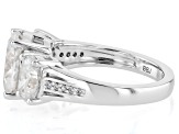 Moissanite Platineve Three Stone Ring 4.90ctw DEW.