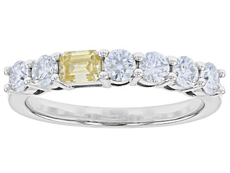 Yellow, Green, Pink And Colorless Moissanite Platineve Set of Three Rings 2.85ctw DEW