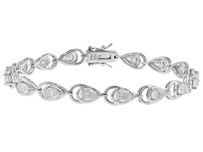 Pear Shape Moissanite Platineve Tennis Bracelet 6.02ctw DEW