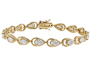 Pear Shape Moissanite 14K Yellow Gold Over Sterling Silver Tennis Bracelet 6.02ctw DEW