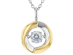 Moissanite Platineve and 14k Yellow Gold Over  Silver Dancing Pendant with Chain 0.50ctw