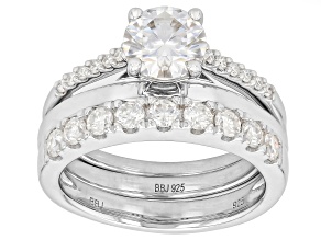 Moissanite Platineve Ring Set Of Three 1.86Ctw