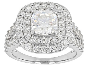 Moissanite Platineve Quad Ring 3.38ctw DEW