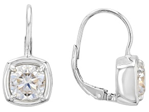 Square Cushion Moissanite Platineve Solitaire Earrings 3.40ctw DEW