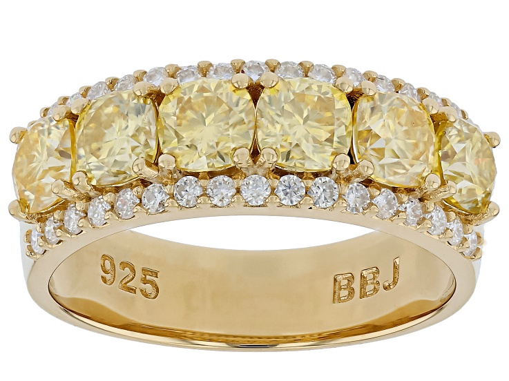 Yellow and Colorless Moissanite 14k Yellow Gold Over Silver Band Ring 2.80ctw DEW