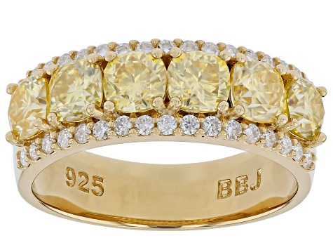 Yellow and Colorless Moissanite 14k Yellow Gold Over Silver Band Ring 2.80ctw DEW