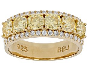 Yellow and Colorless Moissanite 14k Yellow Gold Over Silver Band Ring 2.80ctw DEW
