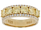 Yellow and Colorless Moissanite 14k Yellow Gold Over Silver Band Ring 2.80ctw DEW