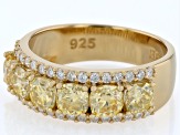 Yellow and Colorless Moissanite 14k Yellow Gold Over Silver Band Ring 2.80ctw DEW