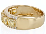 Yellow and Colorless Moissanite 14k Yellow Gold Over Silver Band Ring 2.80ctw DEW